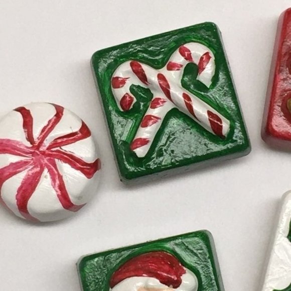 Christmas Button Covers Ugly Sweater Set of 5 Red White Green Brown - Picture 3 of 6